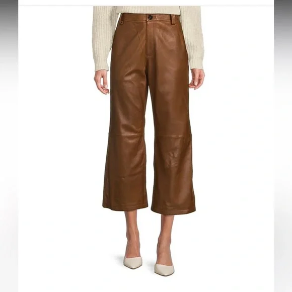 ANTONIO MELANI Pants Jumpsuits Nwt Antonio Melani Morgan Genuine Leather High Rise Wide Leg Cropped Pants Poshmark